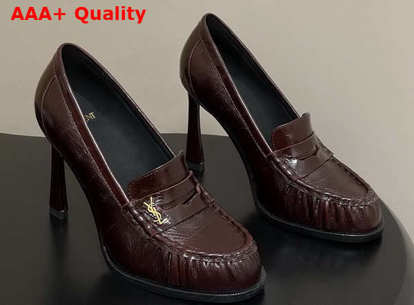 Saint Laurent Le Loafer Pumps in Eel Deep Bordeaux Replica