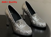 Saint Laurent Le Loafer Pumps in Eel Silver Replica