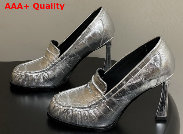 Saint Laurent Le Loafer Pumps in Eel Silver Replica