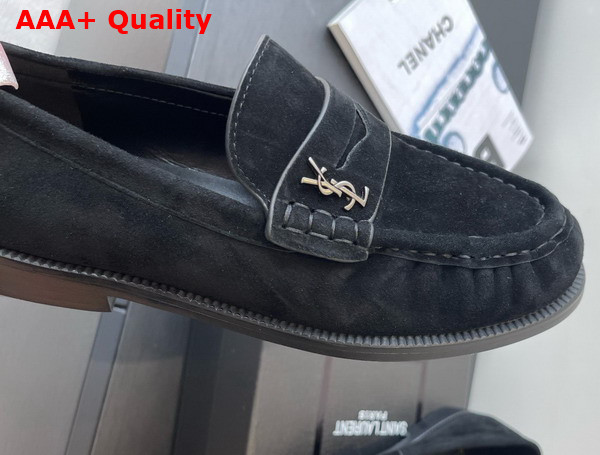Saint Laurent Le Loafer Supple in Suede Black Replica