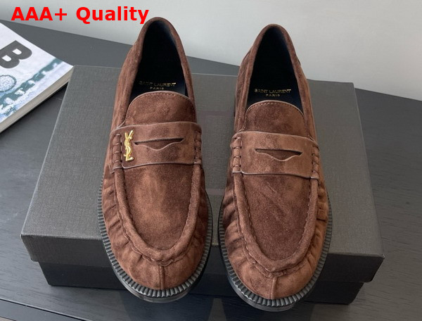 Saint Laurent Le Loafer Supple in Suede Brown Replica