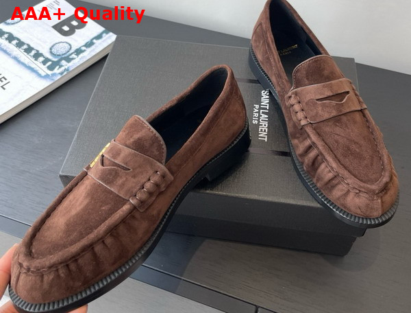 Saint Laurent Le Loafer Supple in Suede Brown Replica