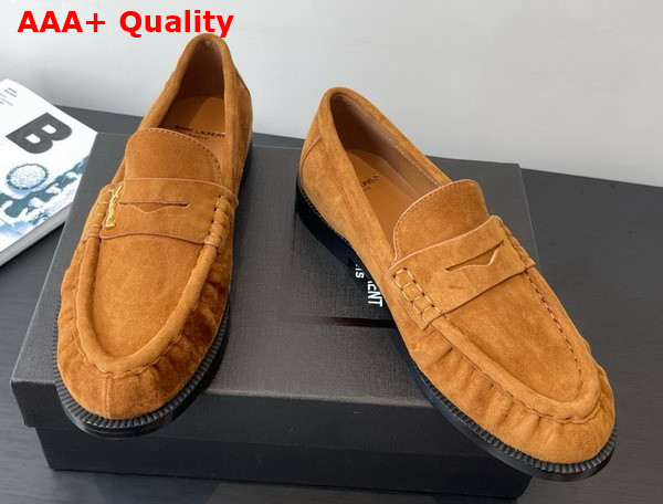 Saint Laurent Le Loafer Supple in Suede Cognac Replica