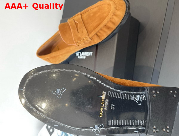 Saint Laurent Le Loafer Supple in Suede Cognac Replica