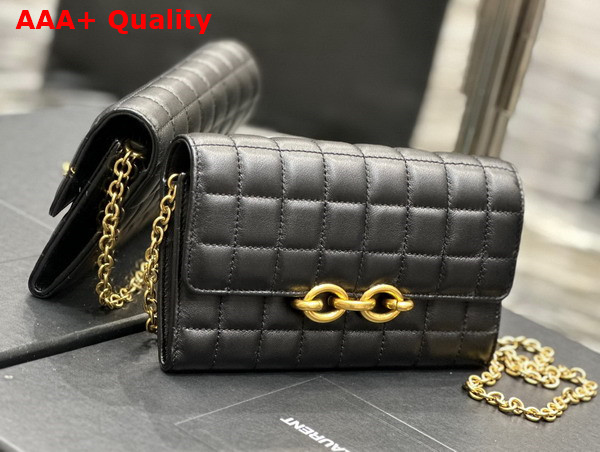 Saint Laurent Le Maillon Chain Wallet in Black Quilted Lambskin Replica