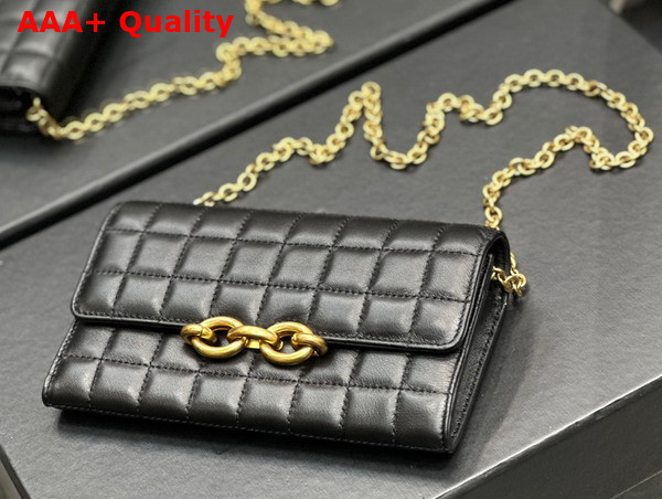 Saint Laurent Le Maillon Chain Wallet in Black Quilted Lambskin Replica