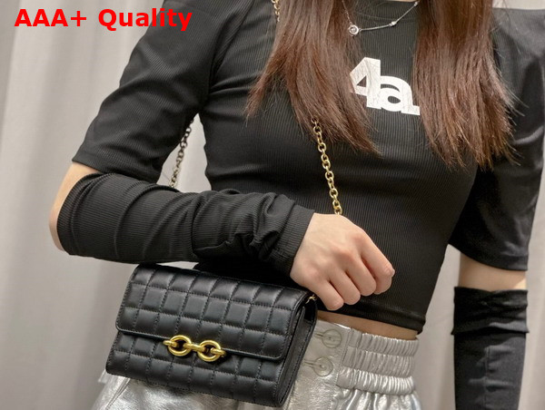 Saint Laurent Le Maillon Chain Wallet in Black Quilted Lambskin Replica