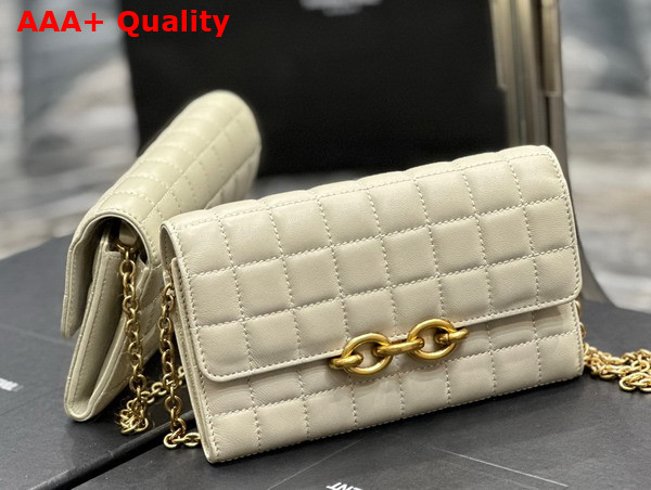 Saint Laurent Le Maillon Chain Wallet in Off White Quilted Lambskin Replica