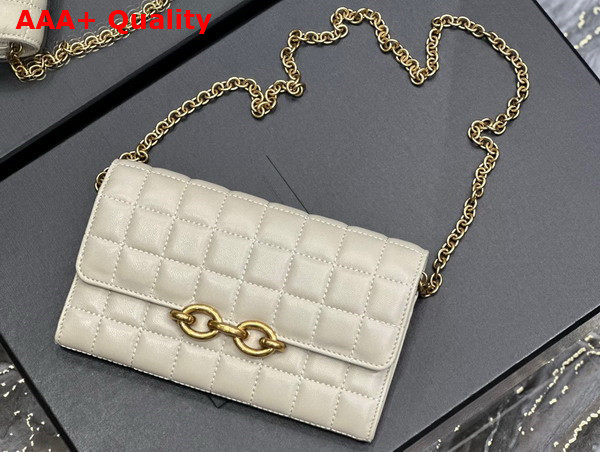 Saint Laurent Le Maillon Chain Wallet in Off White Quilted Lambskin Replica