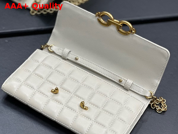 Saint Laurent Le Maillon Chain Wallet in Off White Quilted Lambskin Replica