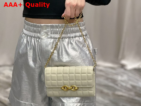 Saint Laurent Le Maillon Chain Wallet in Off White Quilted Lambskin Replica