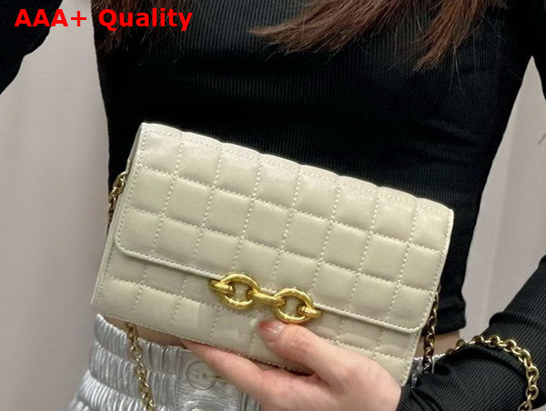 Saint Laurent Le Maillon Chain Wallet in Off White Quilted Lambskin Replica