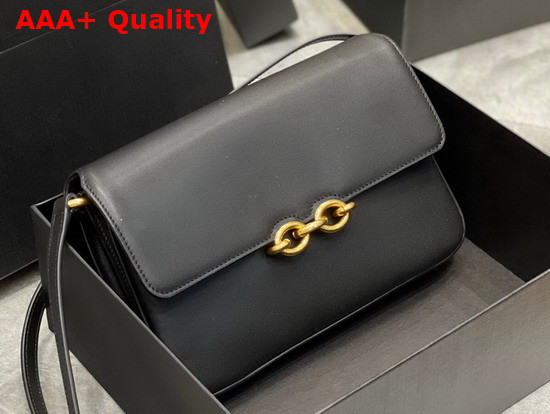 Saint Laurent Le Maillon Satchel in Black Smooth Leather Replica