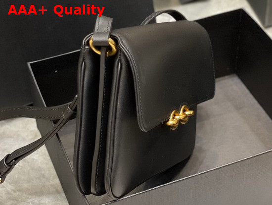 Saint Laurent Le Maillon Satchel in Black Smooth Leather Replica
