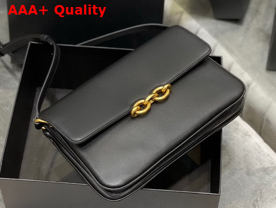 Saint Laurent Le Maillon Satchel in Black Smooth Leather Replica