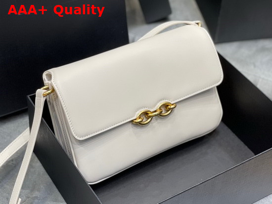 Saint Laurent Le Maillon Satchel in Blanc Vintage Smooth Leather Replica