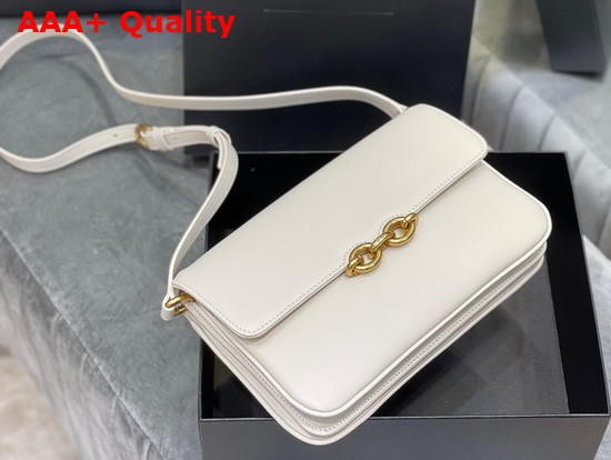 Saint Laurent Le Maillon Satchel in Blanc Vintage Smooth Leather Replica