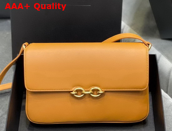 Saint Laurent Le Maillon Satchel in Mustard Smooth Leather Replica