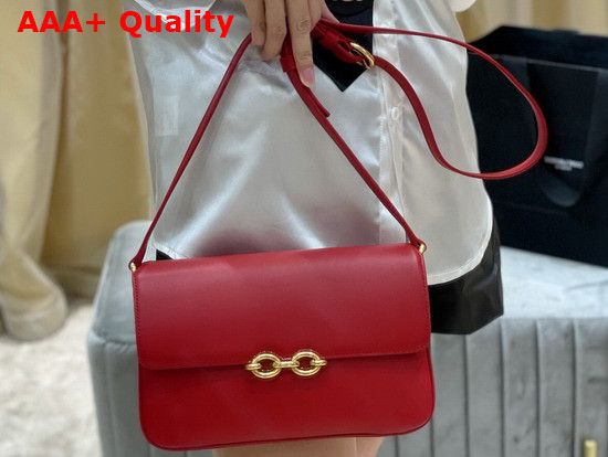 Saint Laurent Le Maillon Satchel in Red Smooth Leather Replica