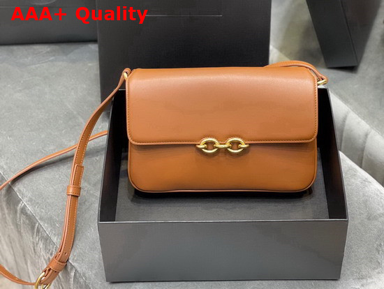 Saint Laurent Le Maillon Satchel in Taupe Smooth Leather Replica