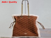 Saint Laurent Le Pochon Tote Bag in Camel Suede and Shearling Replica