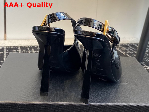 Saint Laurent Lee Slingback Pumps in Black Patent Leather Replica