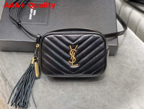 Saint Laurent Lou Belt Bag in Black Matelasse Leather Replica