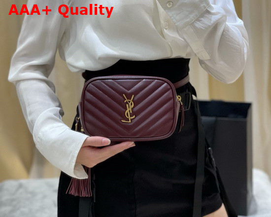 Saint Laurent Lou Belt Bag in Rouge Legion Matelasse Leather Replica
