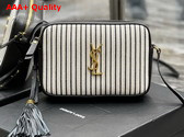 Saint Laurent Lou Camera Bag in Canvas and Smooth Leather Cream Et Noir Replica