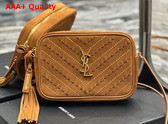 Saint Laurent Lou Camera Bag in Cinnamon Quilted Suede with Chevron Stiching Details Replica