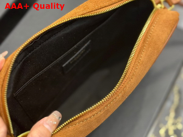 Saint Laurent Lou Camera Bag in Cinnamon Quilted Suede with Chevron Stiching Details Replica