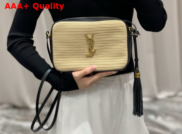 Saint Laurent Lou Camera Bag in Naturel Raffia Replica