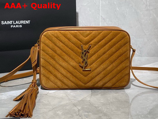 Saint Laurent Lou Camera Bag in Quilted Suede and Smooth Leather Cinnamon Replica