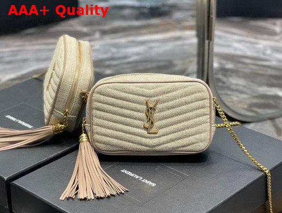 Saint Laurent Lou Mini Bag in Linen Canvas and Leather Taupe Replica