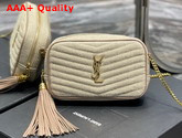 Saint Laurent Lou Mini Bag in Linen Canvas and Leather Taupe Replica