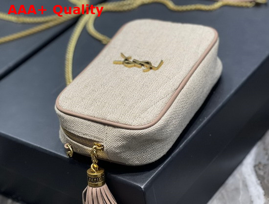 Saint Laurent Lou Mini Bag in Linen Canvas and Leather Taupe Replica