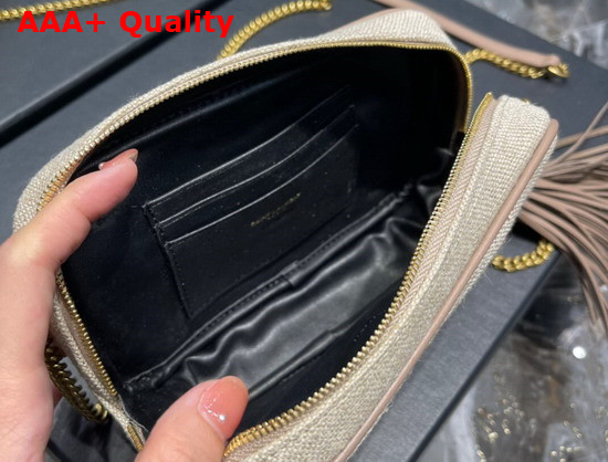 Saint Laurent Lou Mini Bag in Linen Canvas and Leather Taupe Replica