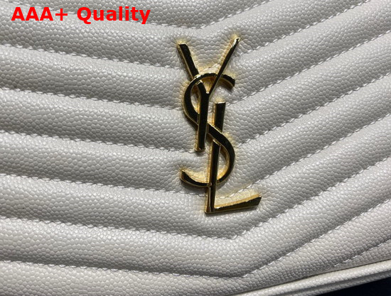 Saint Laurent Lou Mini Bag in Quilted Grain de Poudre Embossed Leather Blanc Vintage Replica
