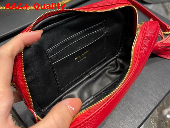 Saint Laurent Lou Mini Bag in Red Quilted Grain de Poudre Embossed Leather Replica