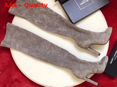 Saint Laurent Lou Over The Knee Boot in Grey Suede Replica