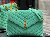 Saint Laurent Loulou Medium Chain Bag in Green Matelasse Y Suede Replica