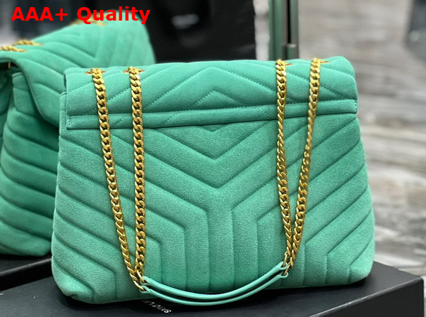 Saint Laurent Loulou Medium Chain Bag in Green Matelasse Y Suede Replica