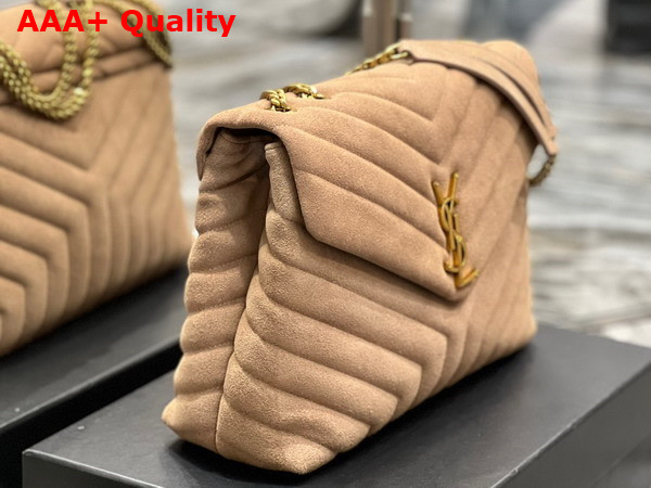Saint Laurent Loulou Medium Chain Bag in Taupe Quilted Y Suede Replica