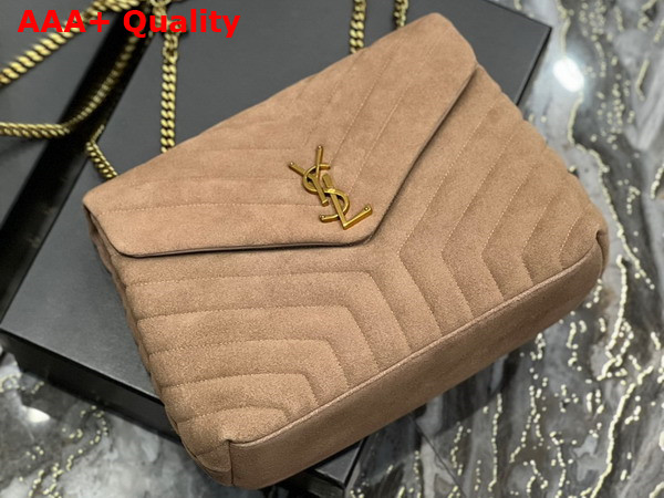 Saint Laurent Loulou Medium Chain Bag in Taupe Quilted Y Suede Replica