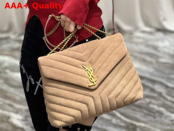 Saint Laurent Loulou Medium Chain Bag in Taupe Quilted Y Suede Replica