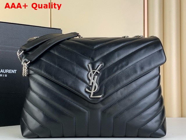 Saint Laurent Loulou Medium in Black Quilted Leather Nickel Oxide Hardware Replica