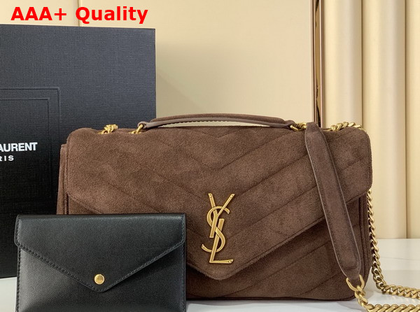 Saint Laurent Loulou Medium in Matelasse Suede Brown Coffee 801439 Replica