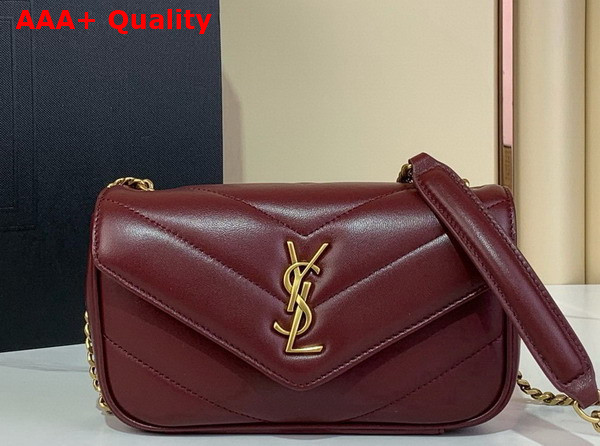 Saint Laurent Loulou Mini in Lambskin Rouge Cabernet 821749 Replica