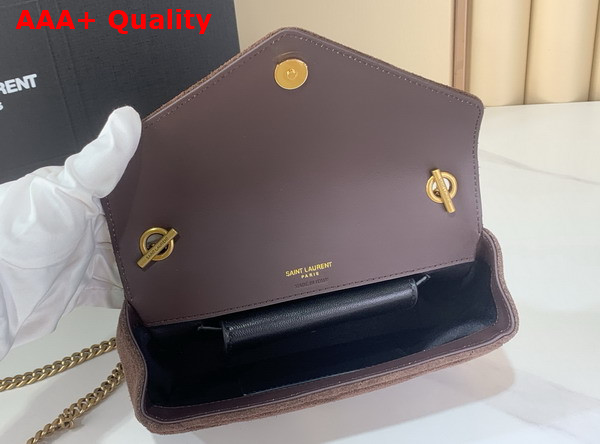 Saint Laurent Loulou Mini in Matelasse Suede Brown Coffee 821749 Replica