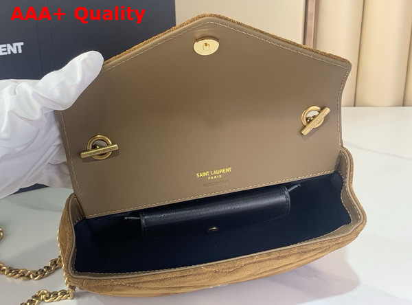 Saint Laurent Loulou Mini in Matelasse Suede Caramel Cognac 821749 Replica